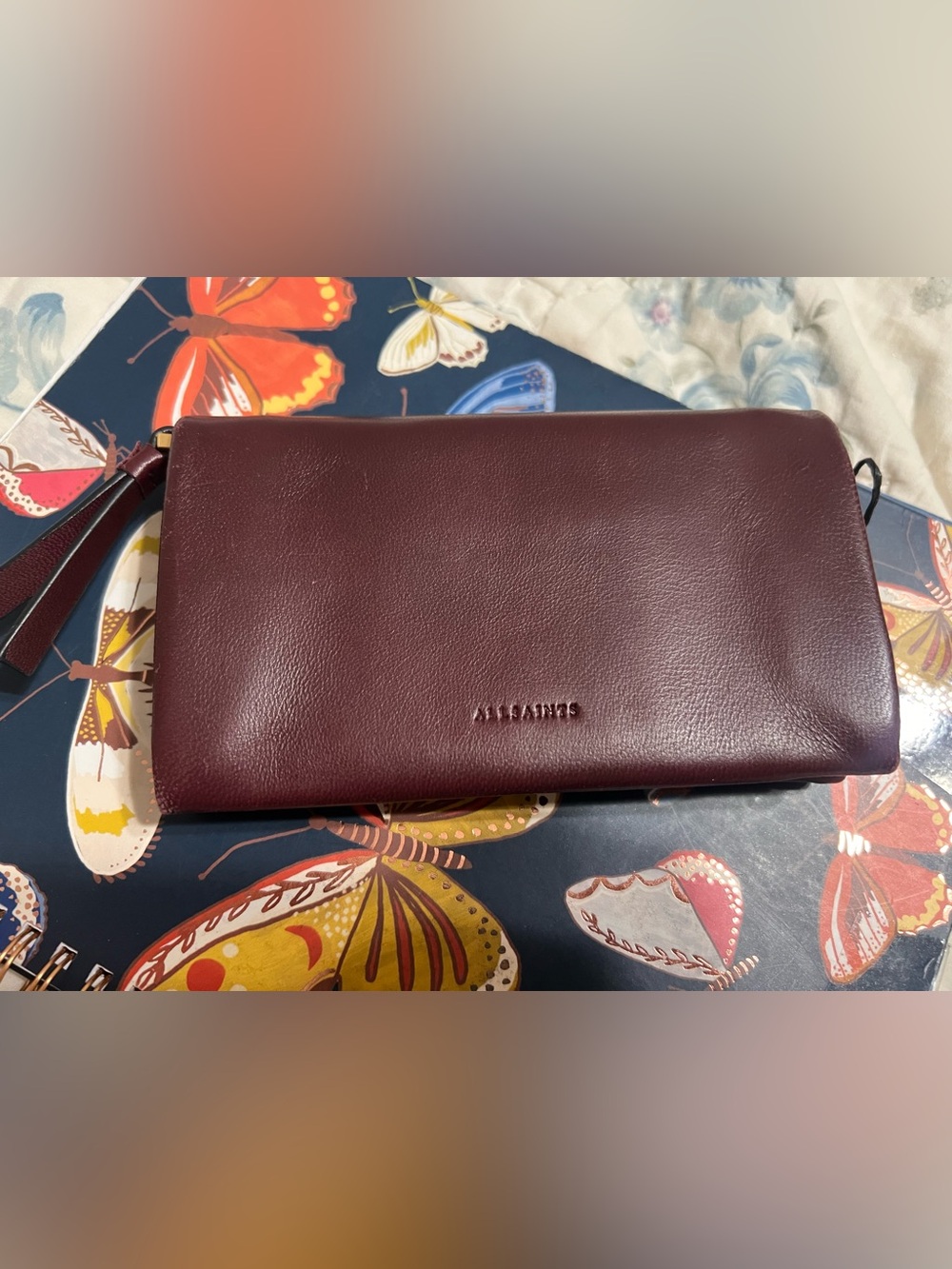 All saints Harluna wallet dark red